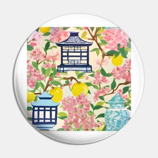 Lemons and cherry blossom chinoiserie garden Pin