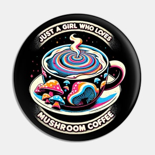 Mushroom Coffee Girl Pin