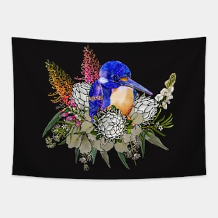 Kingfisher and Wildflower Florals Tapestry