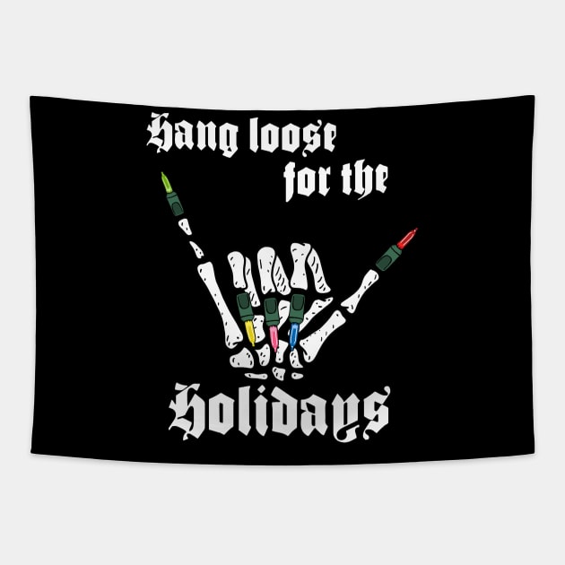 Skeleton Hand, Hang Loose for the Holidays Tapestry by SNK Kreatures