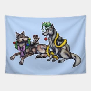 Holiday Wolves Tapestry