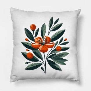 Abstract Orange Flower Pillow