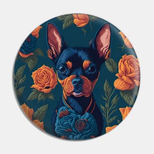 Dogs, Toy Terrier and flowers, dog, seamless print, style vector (red flowers Toy Terrier 3 version) Pin