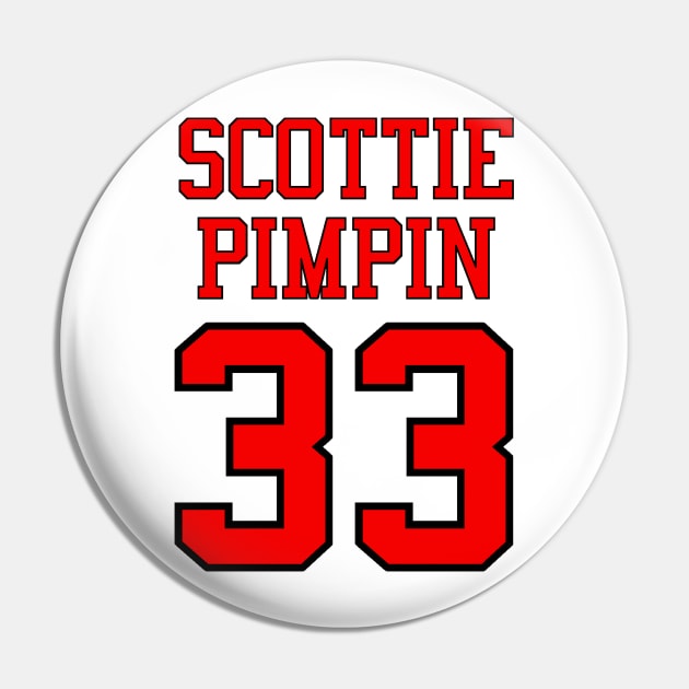 Scottie Pimpin 33 Jersey Shirsey (Red & Black Lettering) T-Shirt Pin by KyleHarlow