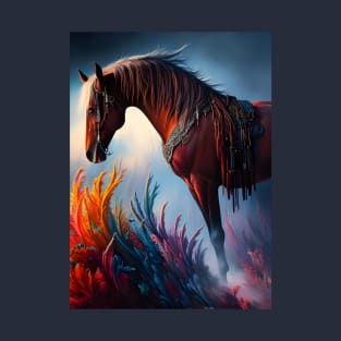 Elegant Prismatic Arabian Horse Digital Art T-Shirt