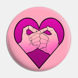 infinity hand gesture in pink heart Pin
