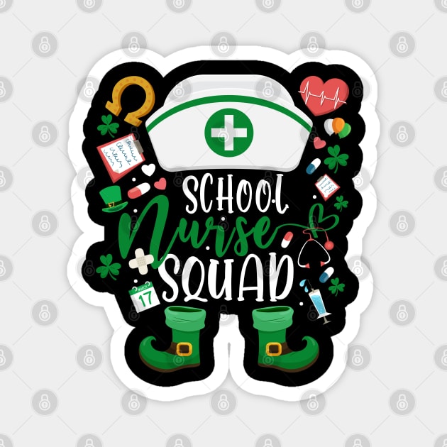 School Nurse Squad Irish Shamrock Nurse St Patrick's Day Magnet by dounjdesigner