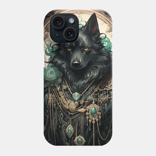 Victorian Black German Shepherd Phone Case by Enchanted Reverie