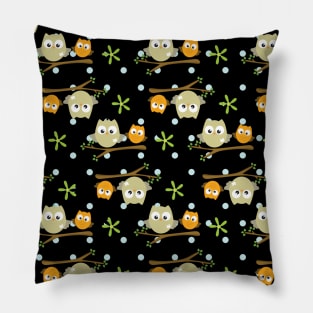 Cute Owls at Nighttime Pillow