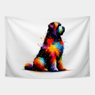 Abstract Bouvier des Flandres in Colorful Splash Art Tapestry