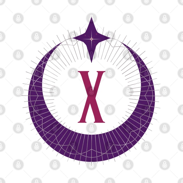 X - Moon Monogram by Mazzlo Shop