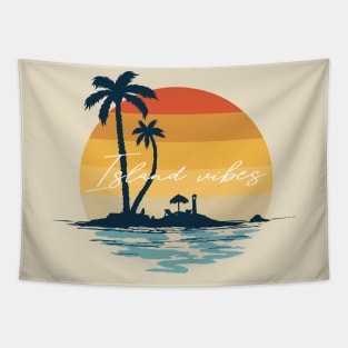 Island vibes retro beach sunset Tapestry