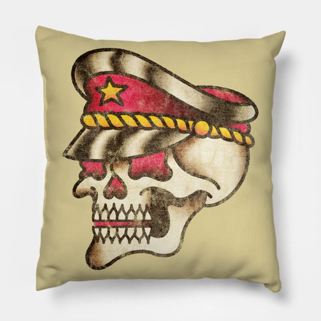 American Traditional Distressed Skull with Cap Pillow by OldSalt