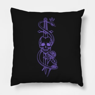 Skull Sword Snake Tattoo Pillow