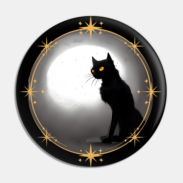 Mysterious black cat full moon in dark atmosphere with stars frame Pin by Collagedream