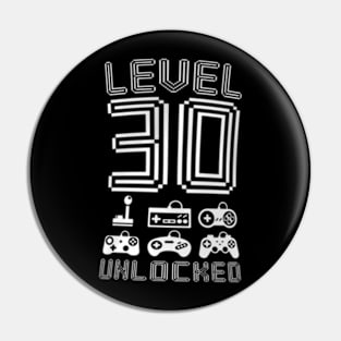 Level 30 Unlocked  Video Gamer 30th Birthday Pin