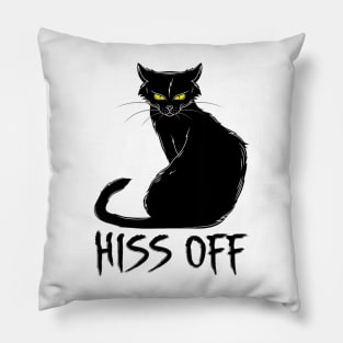 Funny Black Cat Hiss Off Meow Cat Pillow