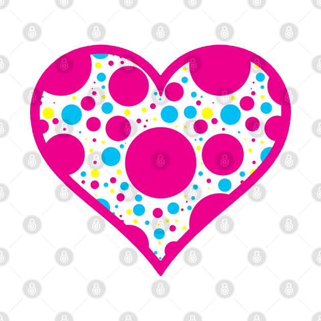 Pink and White Scattered Polka Dot Heart by bumblefuzzies