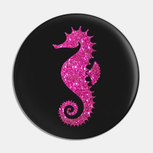 Hot Pink Faux Glitter Seahorse Pin