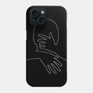 My Valentine Tight Hug White Line Drawing On Black Phone Case