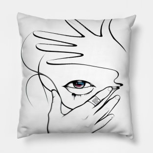 Minimalist Expression: Abstracted Female Visage drawing female face Abstract line art Case Pillow