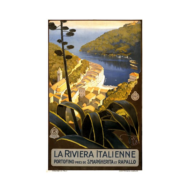 The Italian Riviera - Vintage French Travel Poster Design by Naves