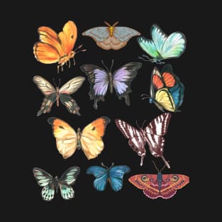 vintage butterfly on black background T-Shirt