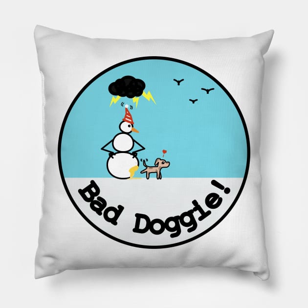 Frosty the Snowman and Bad Doggie Pillow by Musings Home Decor