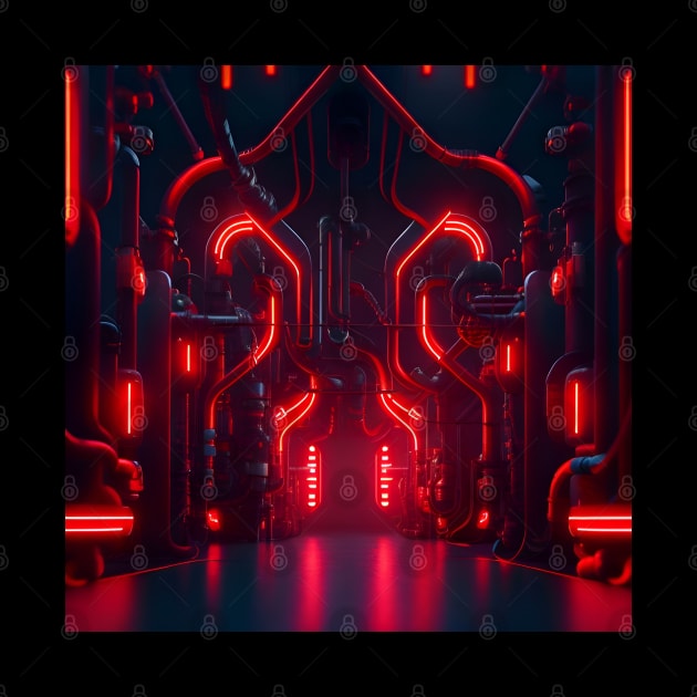 Cyberpunk Crimson Red Neon Environment by BJORLIE