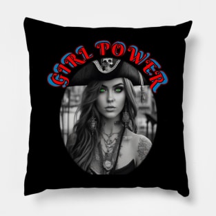 Girl power , green eyed pirate queen Pillow