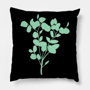 Eucalyptus, Silhouette, Mint Green Pillow