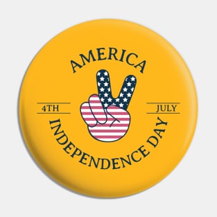 America Independence Day. July 4. Peace gesture Pin