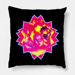 Neon Grunge Glitch - Funky Zine Style Art Pillow