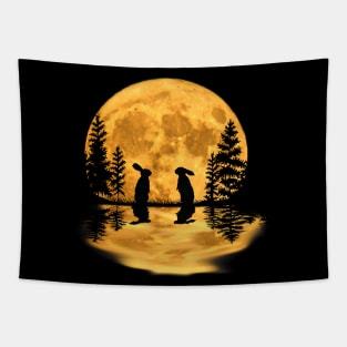 Lovely bunny rabbit rabbits moon night sky Tapestry