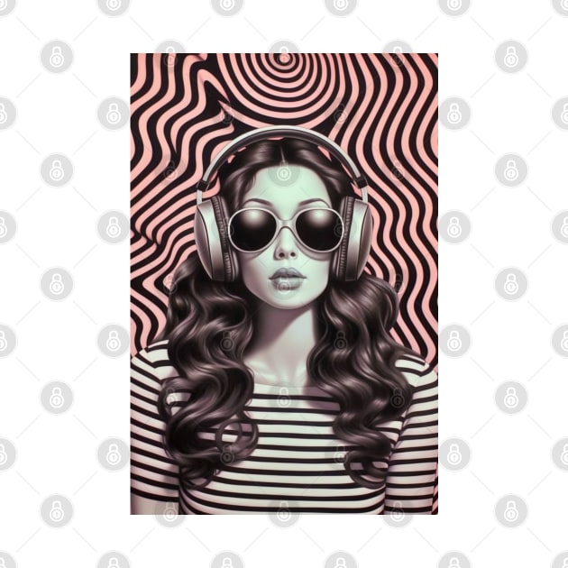 Optical Illusions Beautiful Latina Listening to Music by Unboxed Mind of J.A.Y LLC 