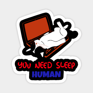 Cat Sleeping on laptop design Magnet