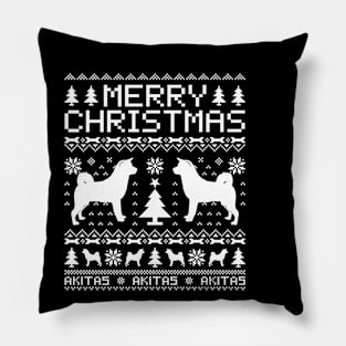 Akitas Ugly Christmas Sweater Gift For Akitas Dog Lovers Pillow