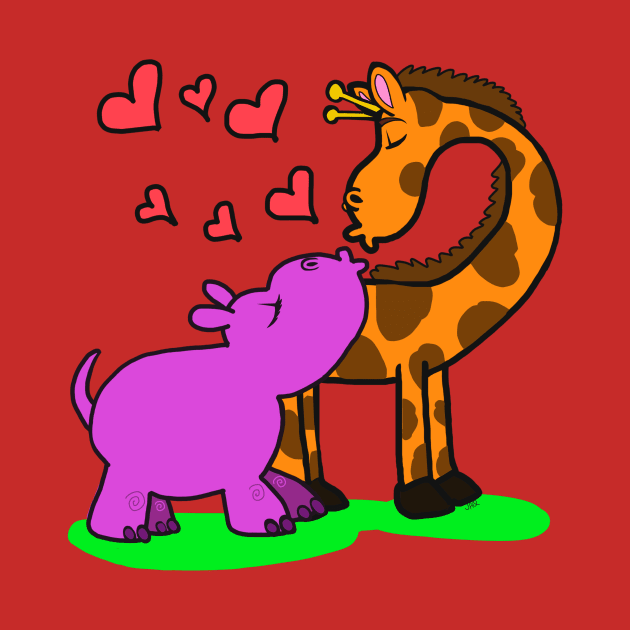 giraffe and hippo love each other! by wolfmanjaq