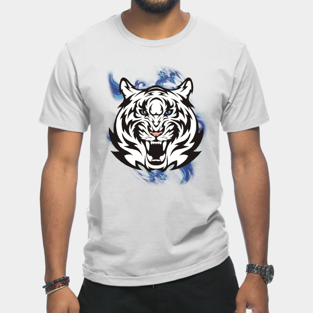 White Tiger with Blue Eyes - Tiger Face - T-Shirt