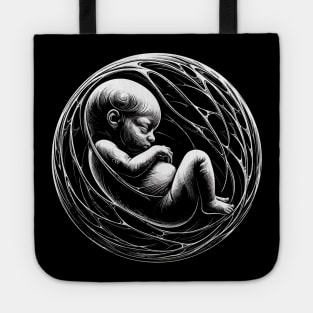 Monochromatic Black And White Embryology Outline Tote