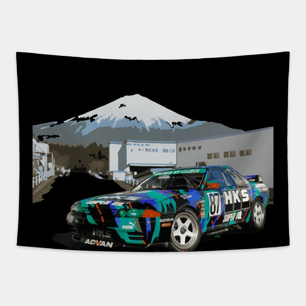 Skyline R32 GT-R HKS Japan Mt. Fuji GTR JGTC ZERO-R Tapestry by cowtown_cowboy