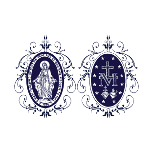 Miraculous Medal - Navy design with vintage frames T-Shirt
