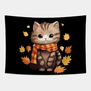 Cat Mom Fall Vibes Autumn Kitten Art Women, Kids Tapestry