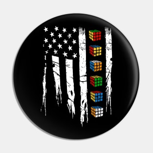 American Rubiks Cube Flag Pin