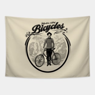 Hipsters riding bicycle since 1903 Tapestry