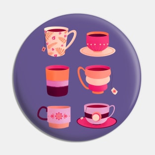 Purple and magenta tea cups Pin