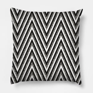 Silver Glitter, Black And White Zig Zag Pillow