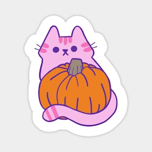 Pink Kitty with Pumpkin Magnet