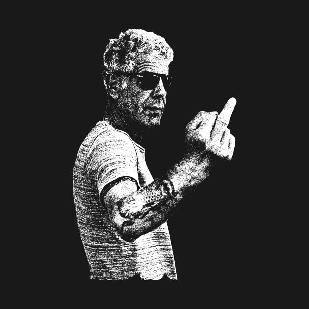 Anthony Bourdain middle finger pose by Saltyvibespage