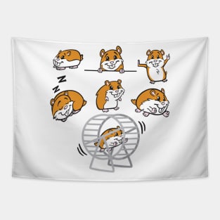 Retro Colorful Hamster Hear The Sound Tapestry